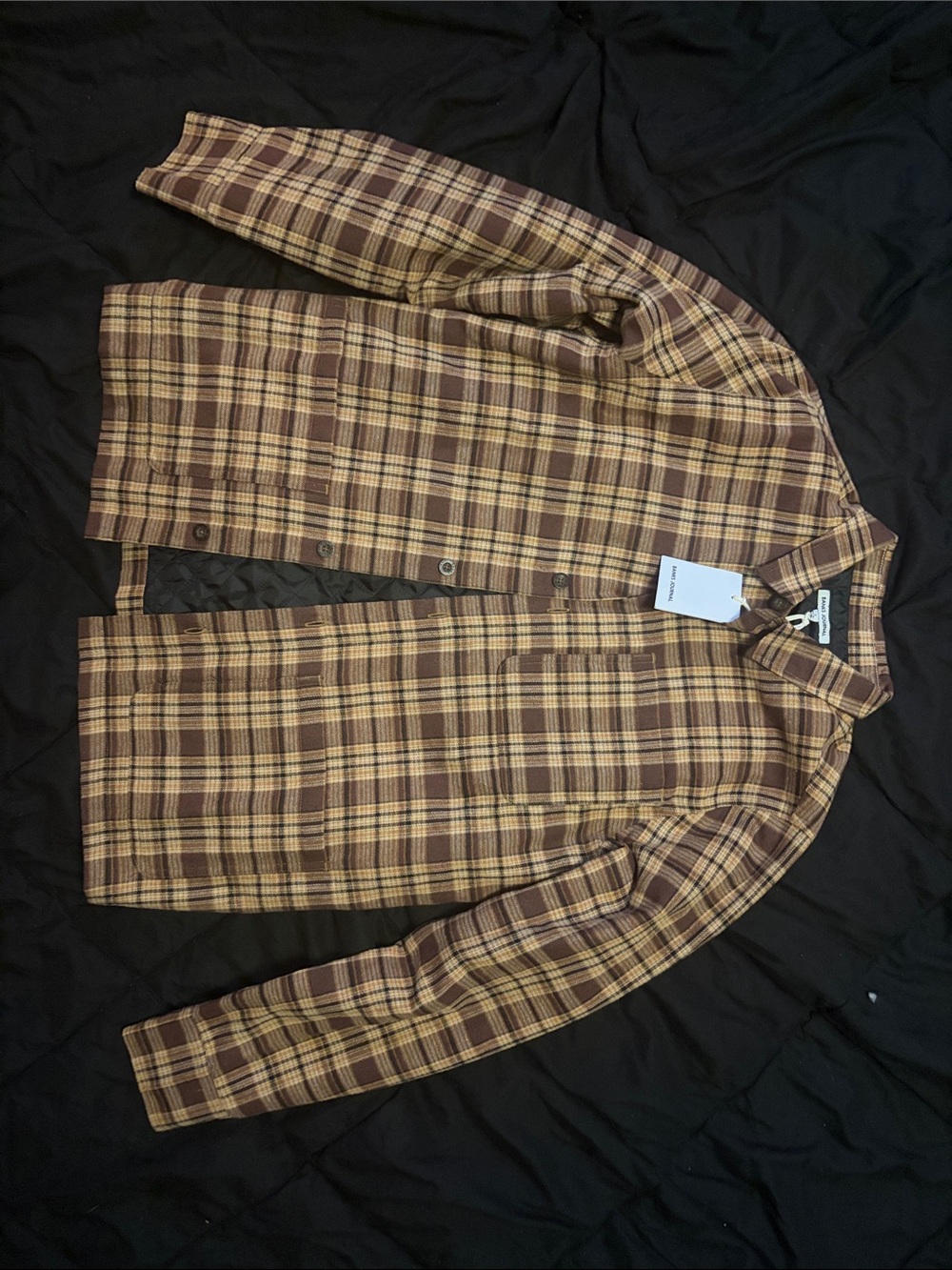 Casual Plaid Button-Down Shirt in Brown and Tan